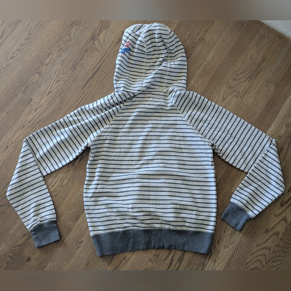 L.A. Dodgers Soft as a Grape Cream/Gray Ultra Plush Striped L/S Pullover Size M - Picture 2 of 3